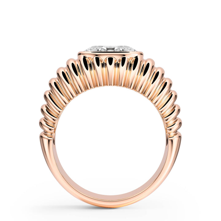 Pleated Oval Lab Diamond Signet Ring - R1265 in Ready Rings by 18 KARATS INC.