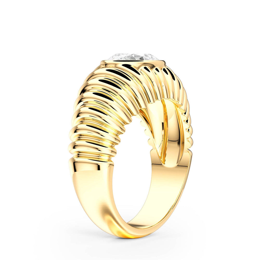 Pleated Oval Lab Diamond Signet Ring - R1265 in Ready Rings by 18 KARATS INC.