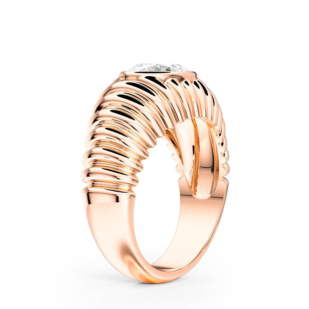 Pleated Oval Lab Diamond Signet Ring - R1265 in Ready Rings by 18 KARATS INC.