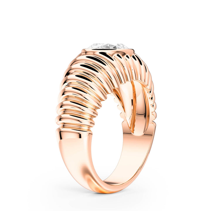 Pleated Oval Lab Diamond Signet Ring - R1265 in Ready Rings by 18 KARATS INC.