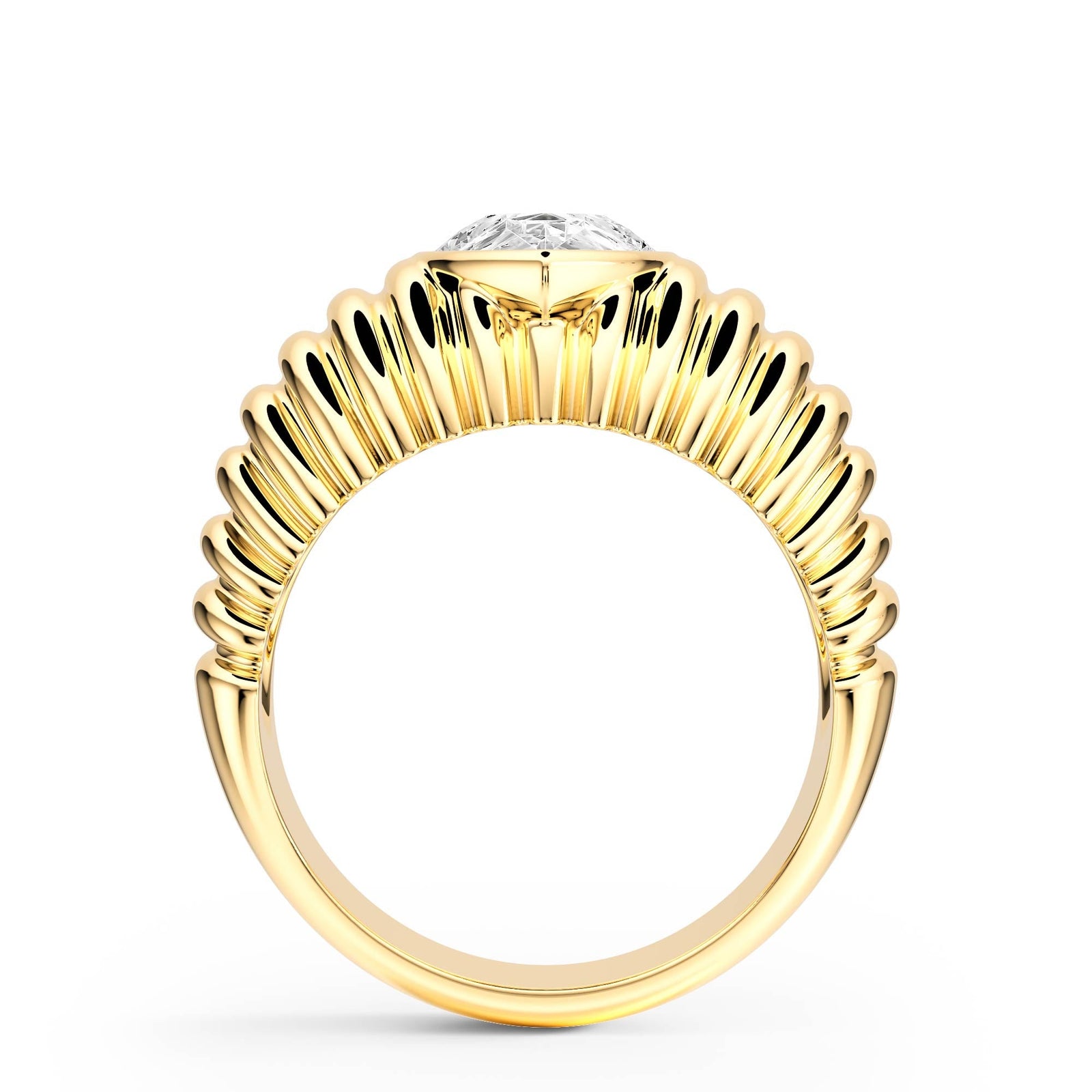 Pleated Pear Lab Diamond Signet Ring - R1265 in Ready Rings by 18 KARATS INC.