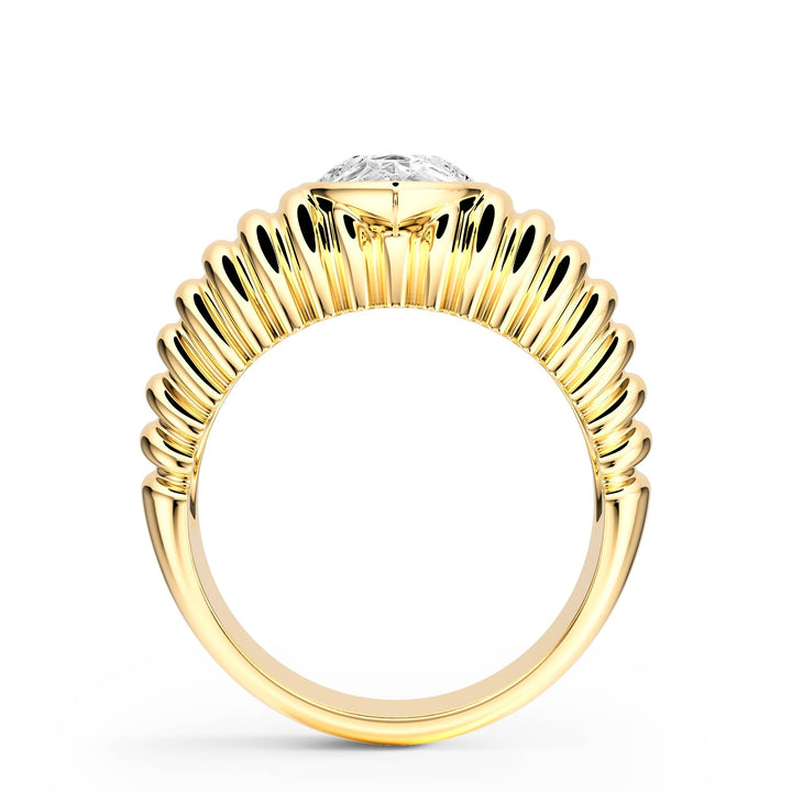 Pleated Pear Lab Diamond Signet Ring - R1265 in Ready Rings by 18 KARATS INC.