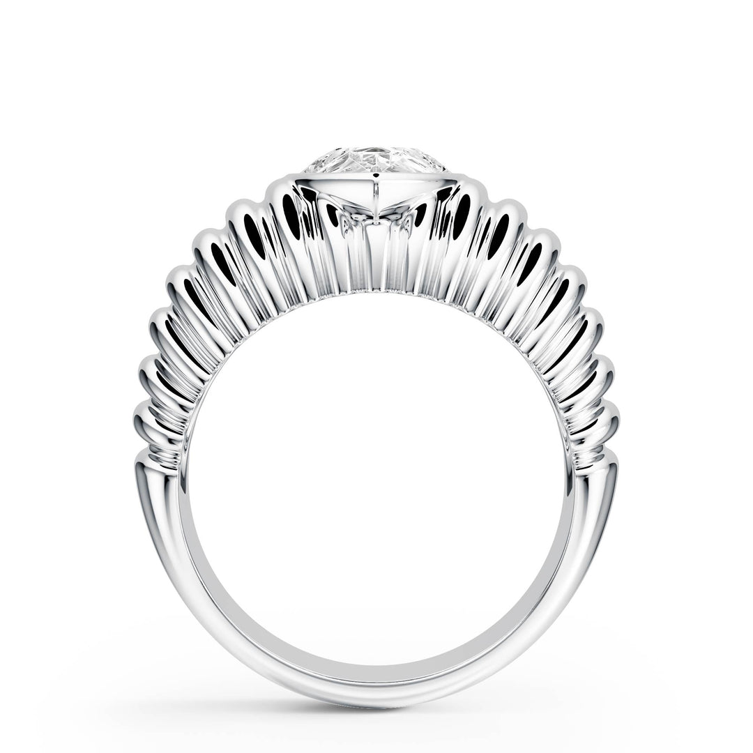 Pleated Pear Lab Diamond Signet Ring - R1265 in Ready Rings by 18 KARATS INC.