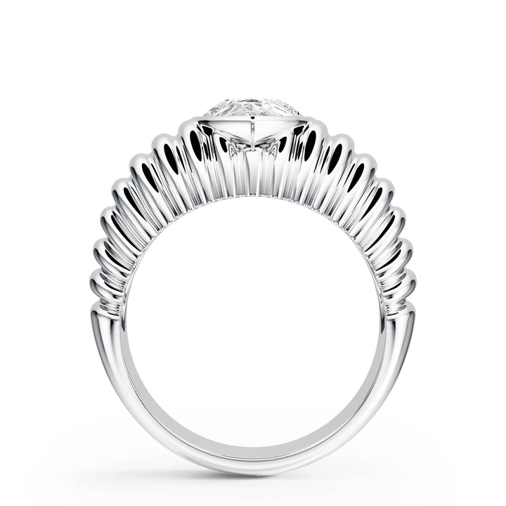 Pleated Pear Lab Diamond Signet Ring - R1265 in Ready Rings by 18 KARATS INC.