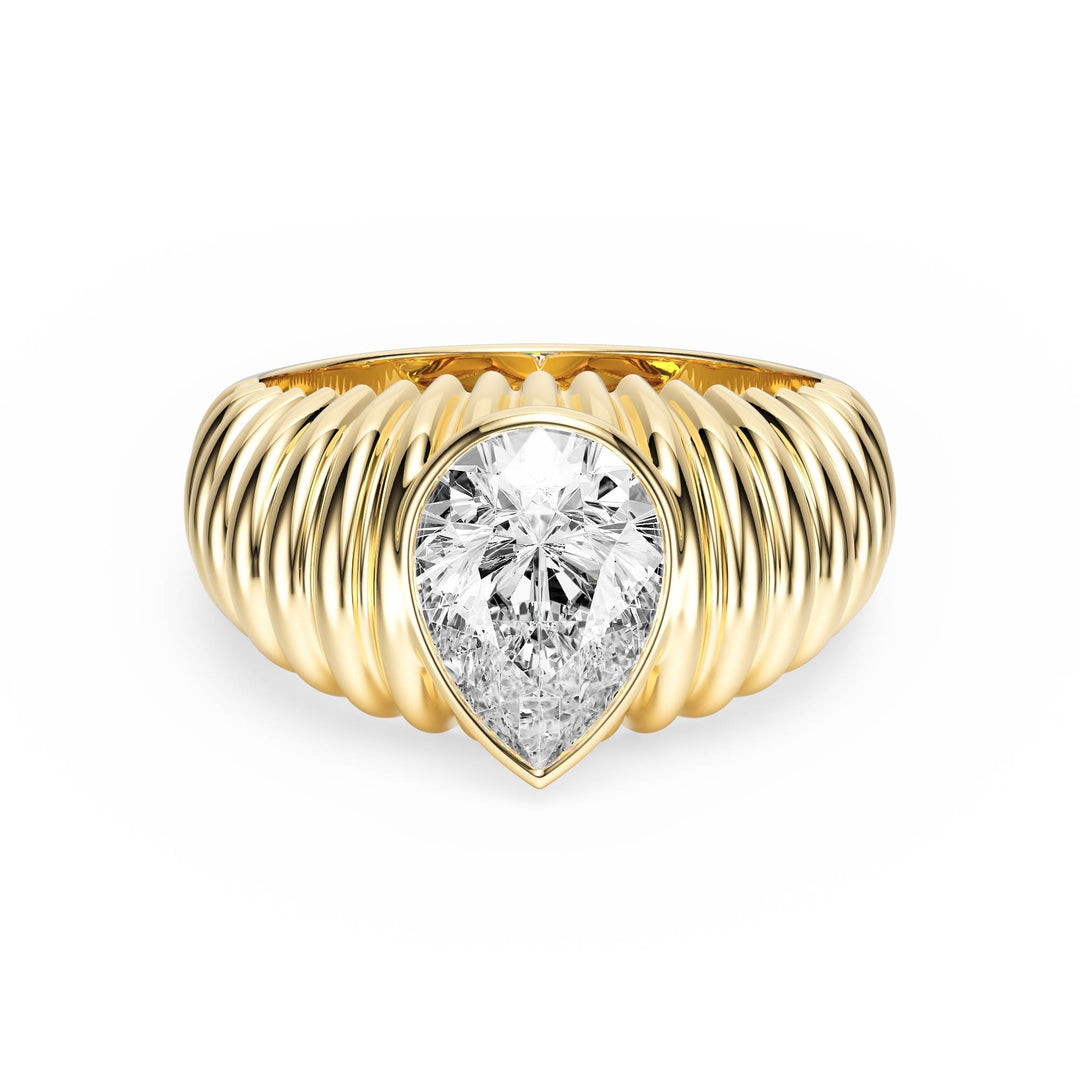 Pleated Pear Lab Diamond Signet Ring - R1265 in Ready Rings by 18 KARATS INC.