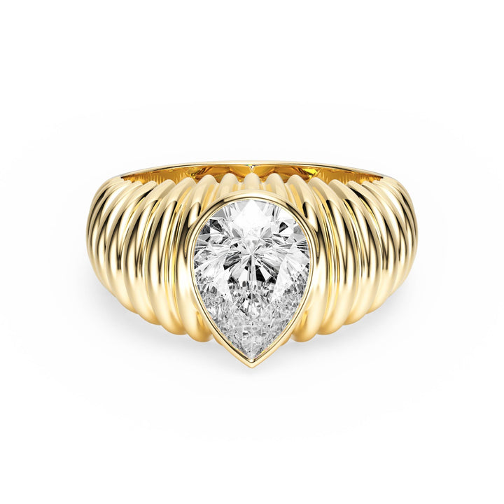 Pleated Pear Lab Diamond Signet Ring - R1265 in Ready Rings by 18 KARATS INC.