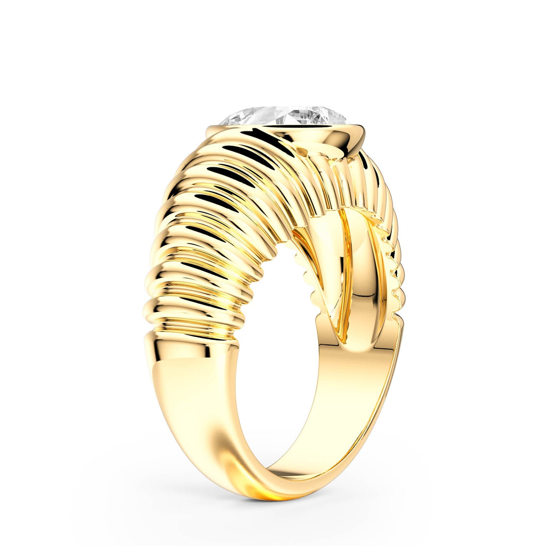 Pleated Pear Lab Diamond Signet Ring - R1265 in Ready Rings by 18 KARATS INC.