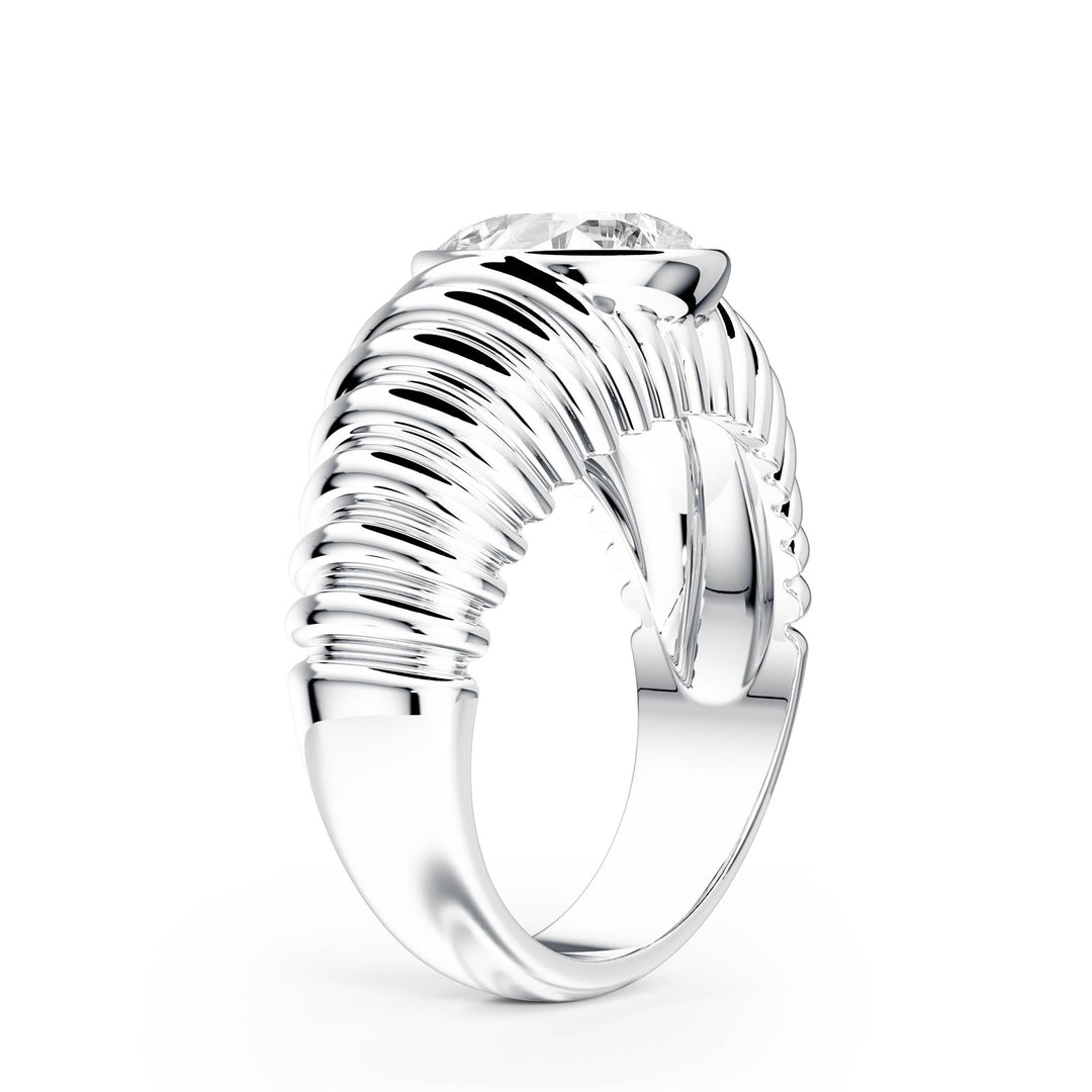 Pleated Pear Lab Diamond Signet Ring - R1265 in Ready Rings by 18 KARATS INC.