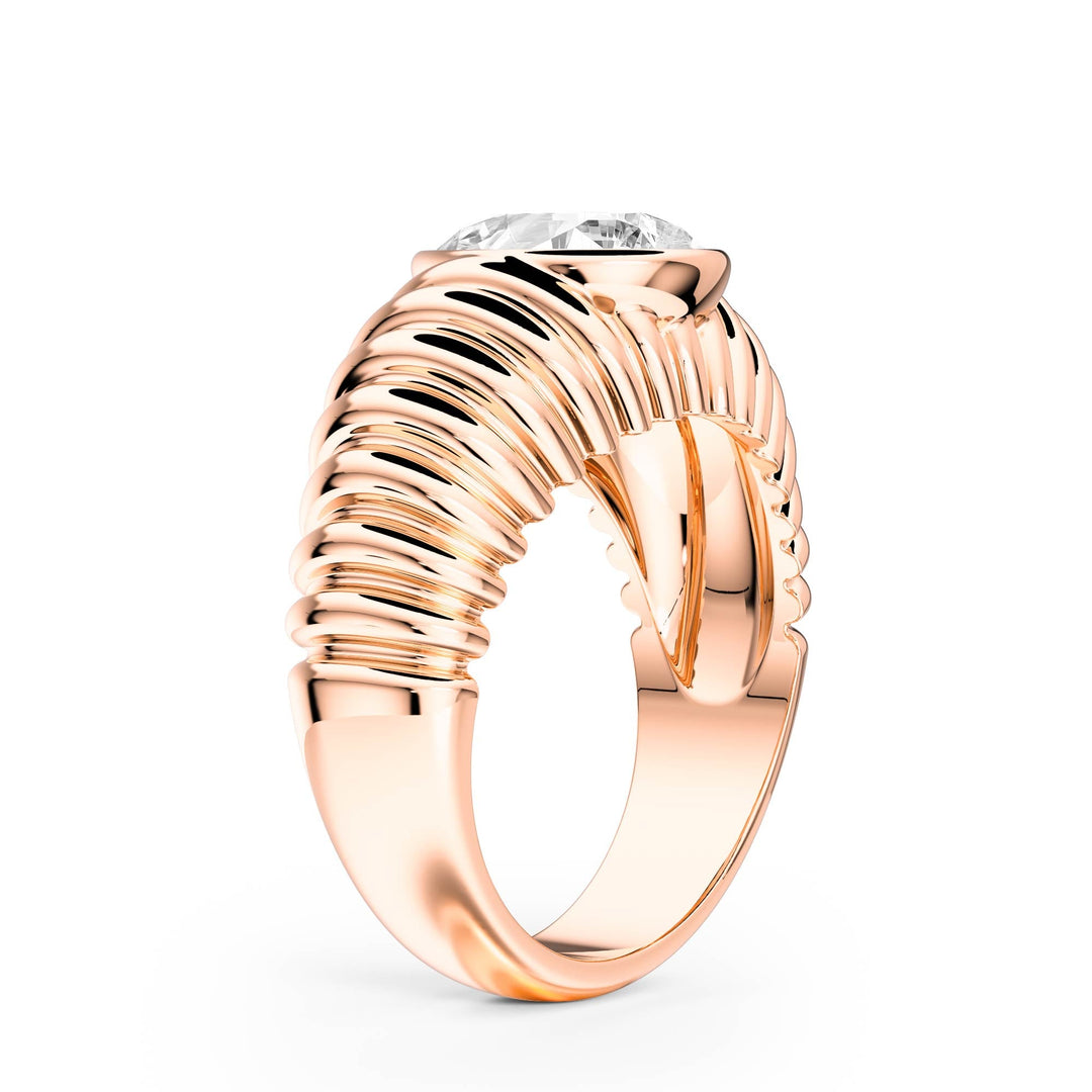 Pleated Pear Lab Diamond Signet Ring - R1265 in Ready Rings by 18 KARATS INC.