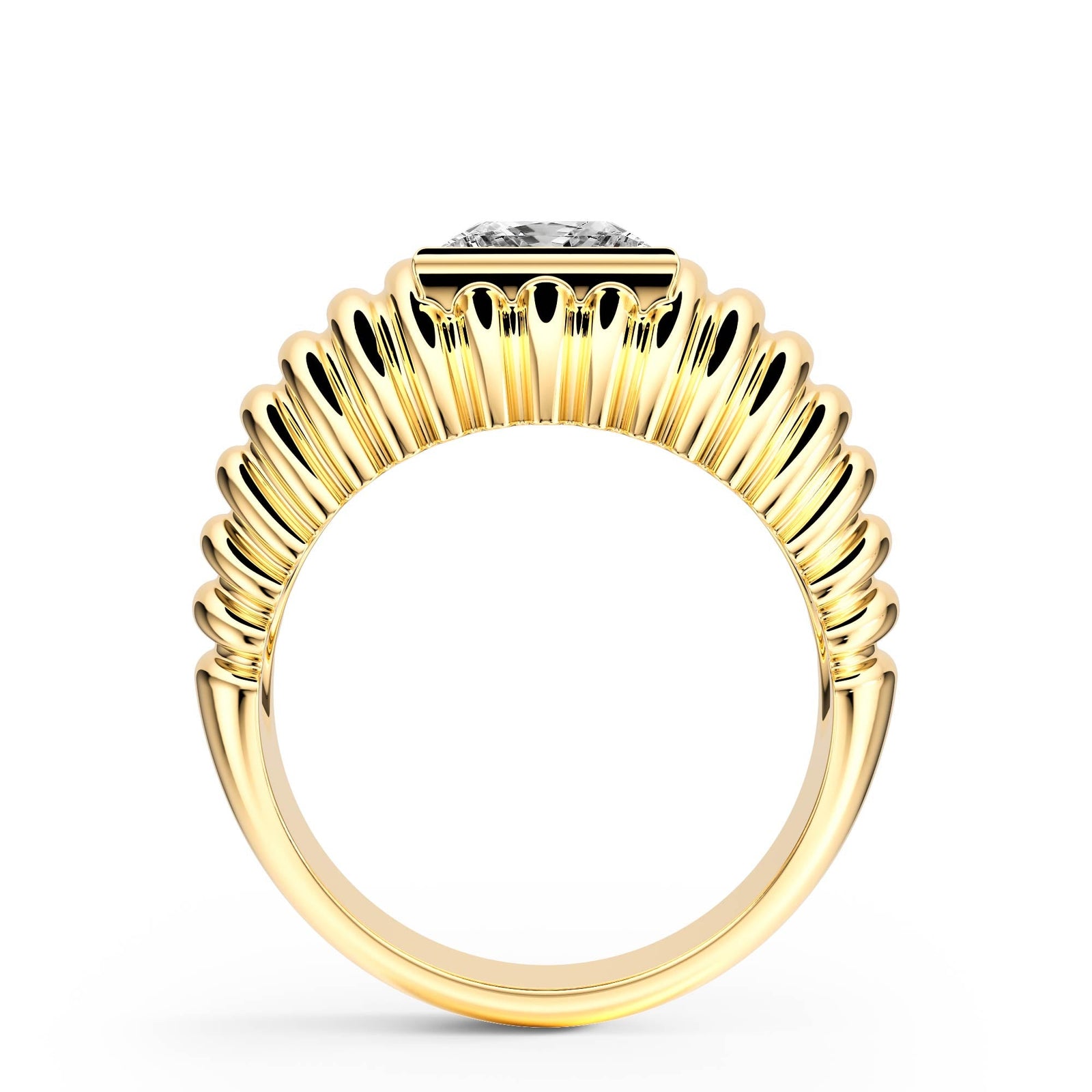 Pleated Princess Lab Diamond Signet Ring - R1265 in Ready Rings by 18 KARATS INC.