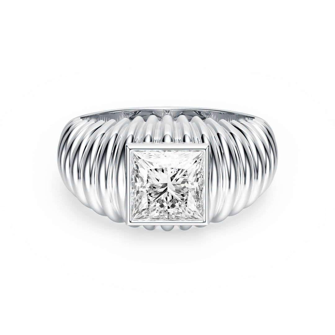 Pleated Princess Lab Diamond Signet Ring - R1265 in Ready Rings by 18 KARATS INC.