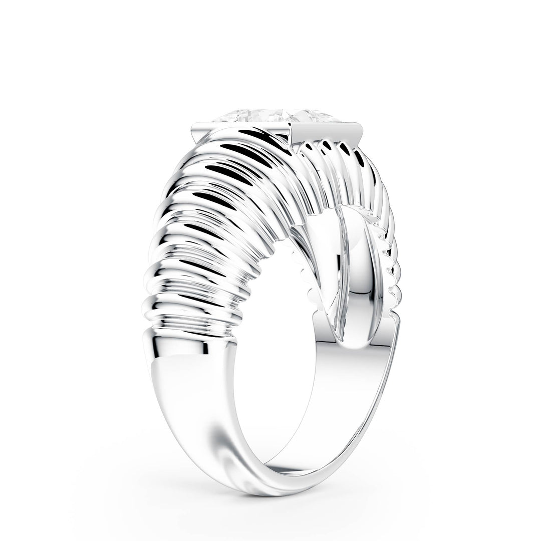 Pleated Princess Lab Diamond Signet Ring - R1265 in Ready Rings by 18 KARATS INC.