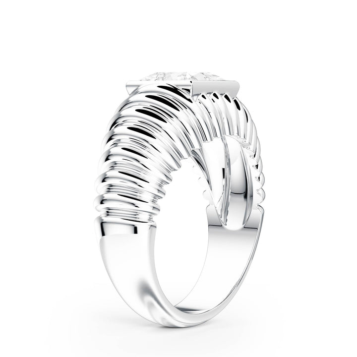 Pleated Princess Lab Diamond Signet Ring - R1265 in Ready Rings by 18 KARATS INC.