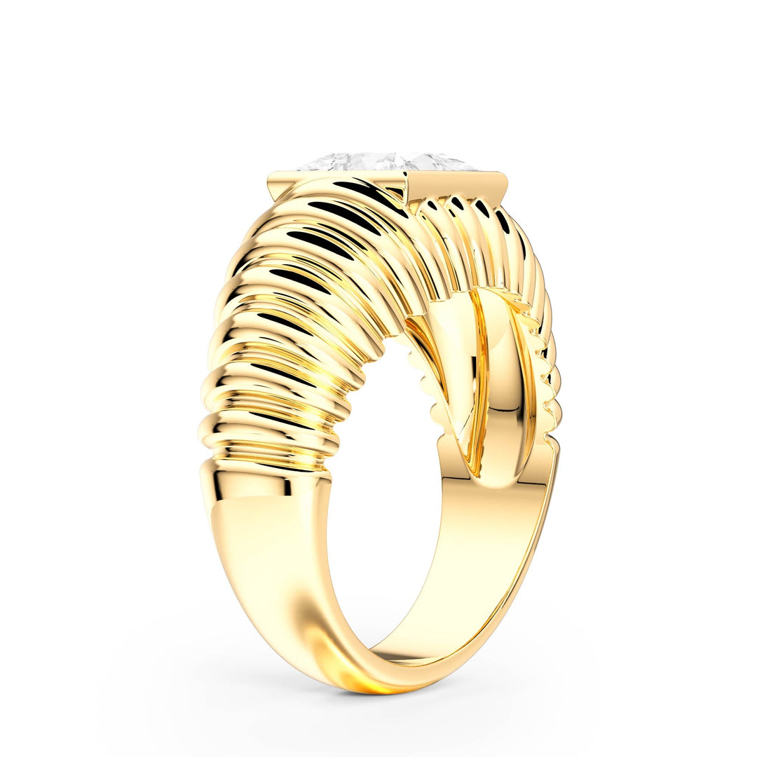 Pleated Princess Lab Diamond Signet Ring - R1265 in Ready Rings by 18 KARATS INC.