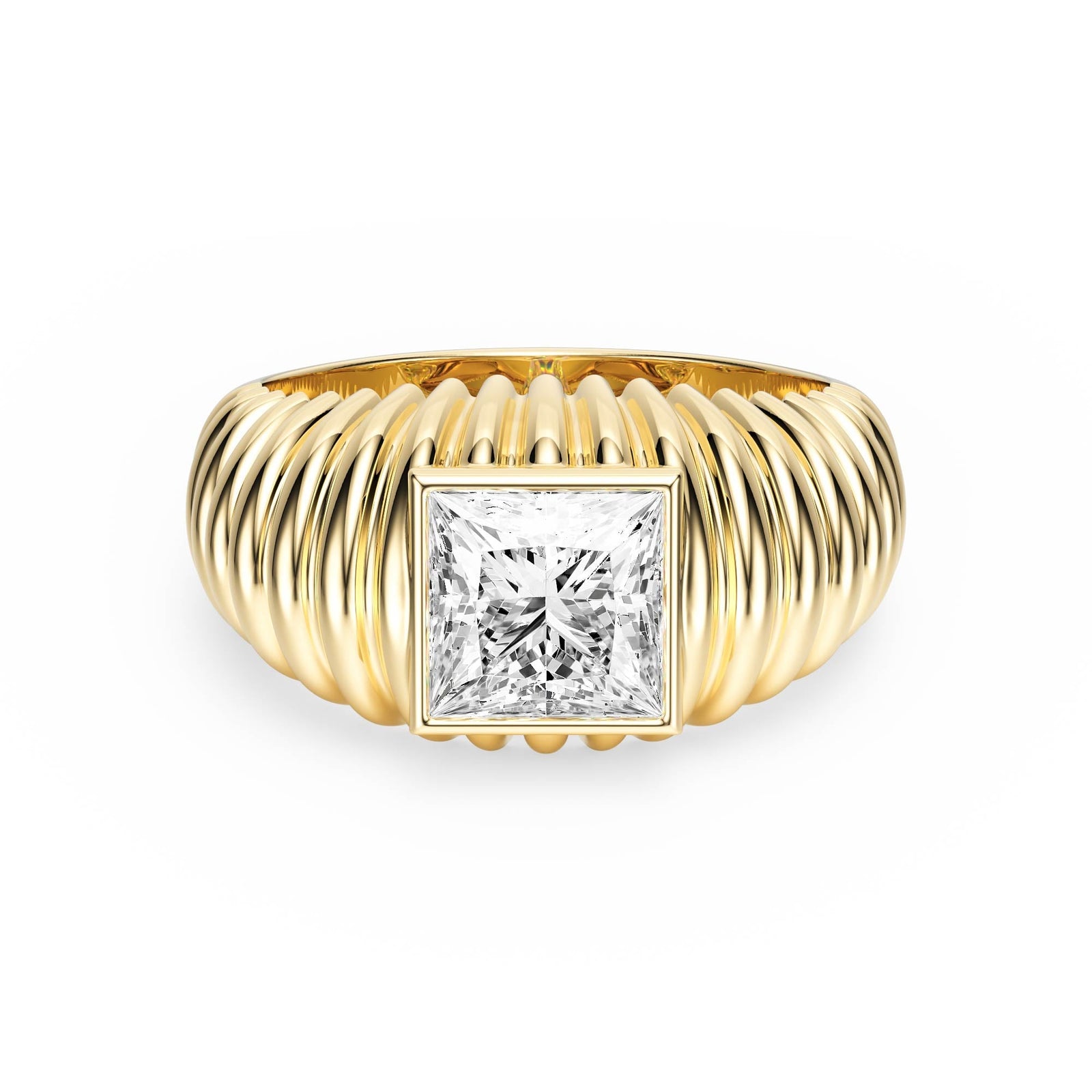 Pleated Princess Lab Diamond Signet Ring - R1265 in Ready Rings by 18 KARATS INC.