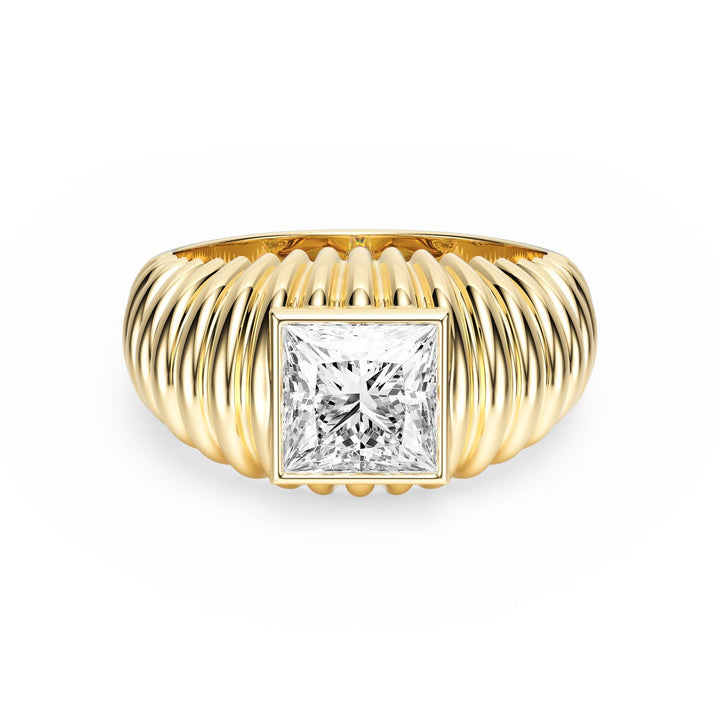 Pleated Princess Lab Diamond Signet Ring - R1265 in Ready Rings by 18 KARATS INC.