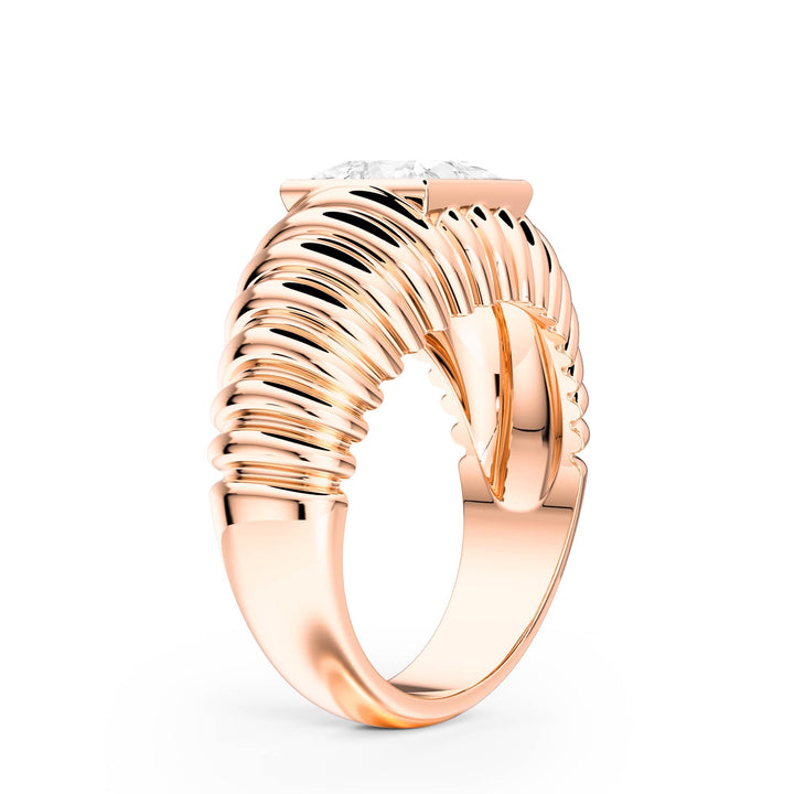 Pleated Princess Lab Diamond Signet Ring - R1265 in Ready Rings by 18 KARATS INC.