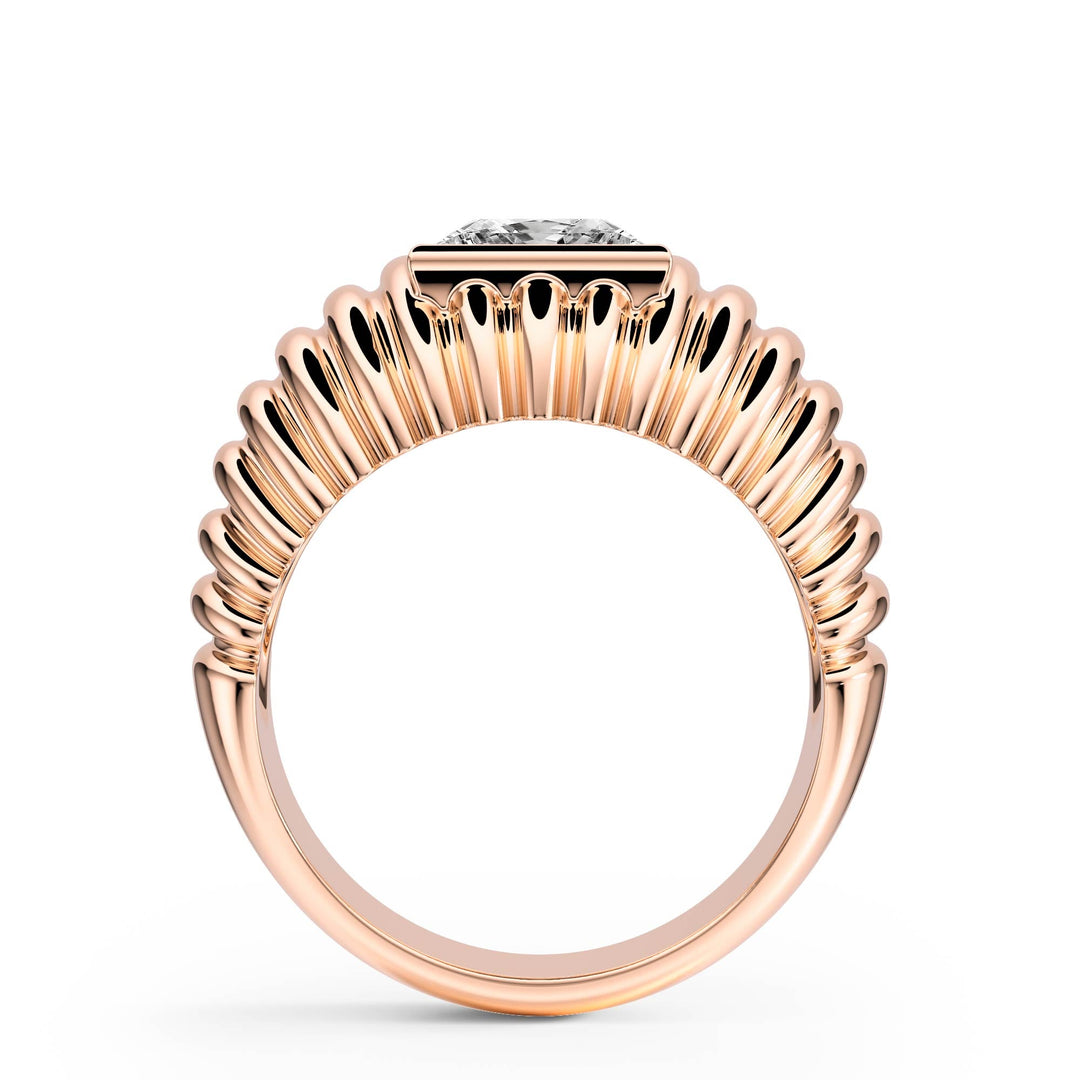Pleated Princess Lab Diamond Signet Ring - R1265 in Ready Rings by 18 KARATS INC.