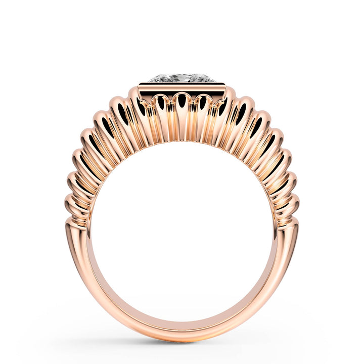 Pleated Princess Lab Diamond Signet Ring - R1265 in Ready Rings by 18 KARATS INC.