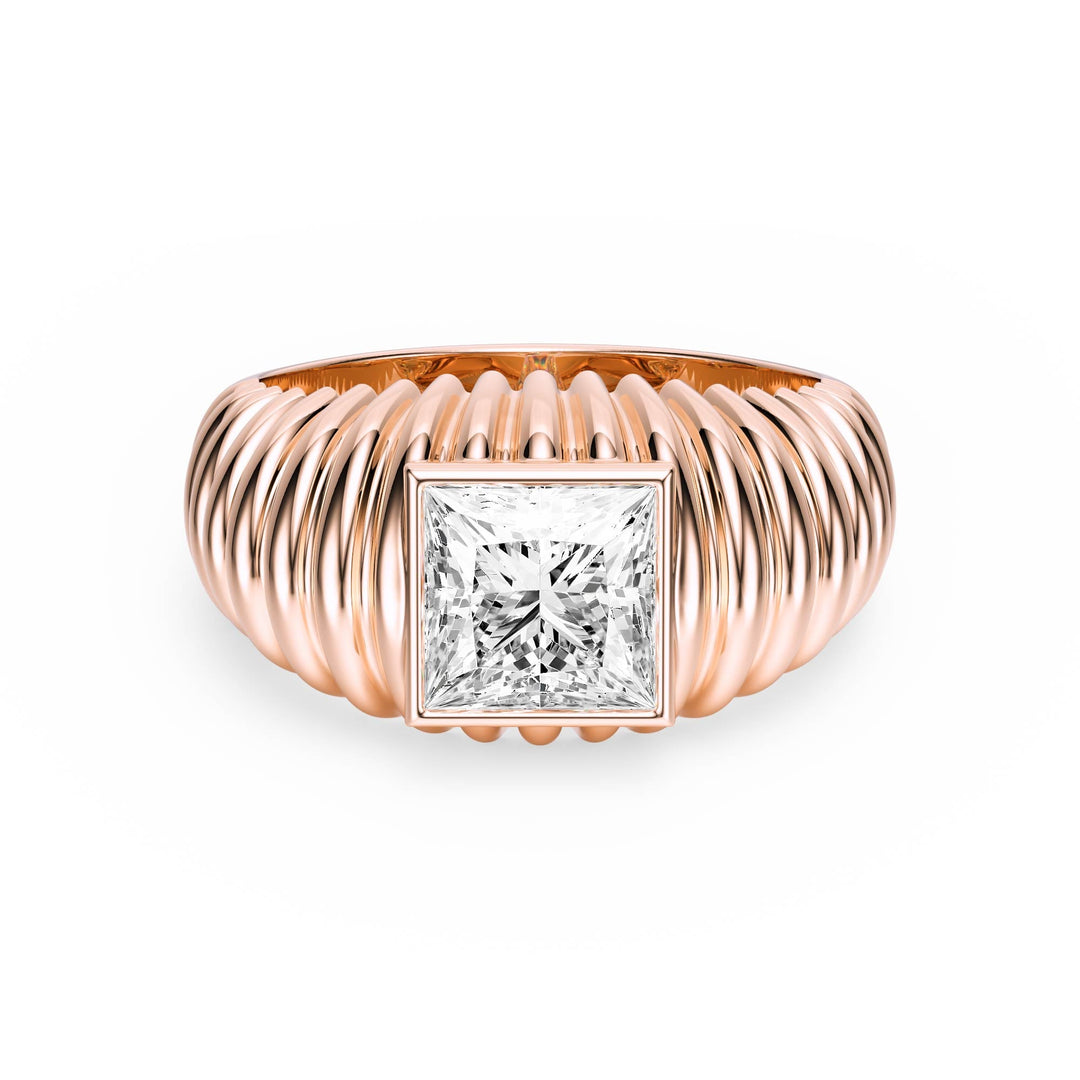 Pleated Princess Lab Diamond Signet Ring - R1265 in Ready Rings by 18 KARATS INC.