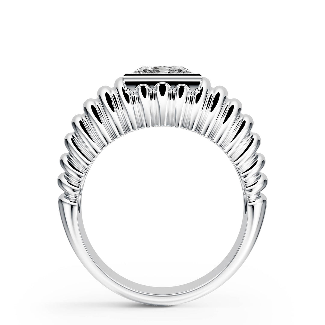 Pleated Princess Lab Diamond Signet Ring - R1265 in Ready Rings by 18 KARATS INC.