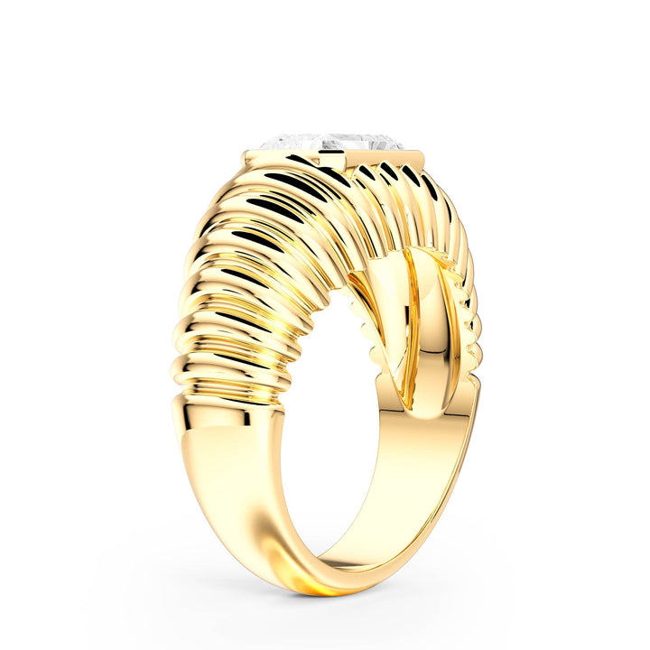 Pleated Radiant Diamond Signet Ring - R1265 in Ring by 18 KARATS INC.