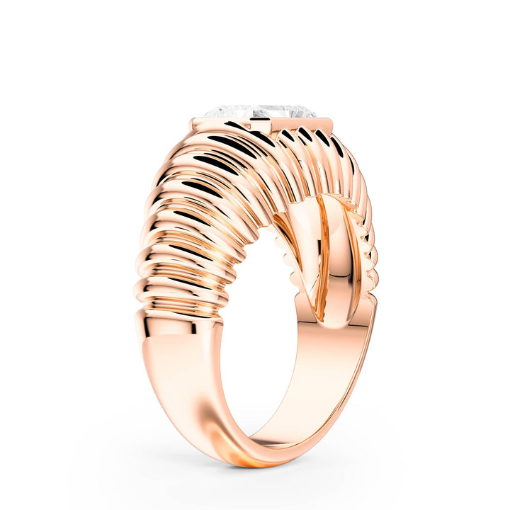 Pleated Radiant Diamond Signet Ring - R1265 in Ring by 18 KARATS INC.