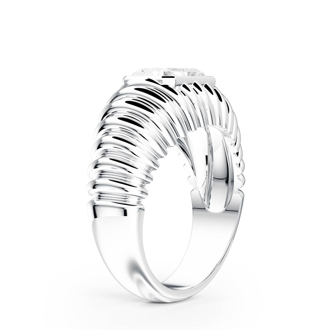 Pleated Radiant Diamond Signet Ring - R1265 in Ring by 18 KARATS INC.