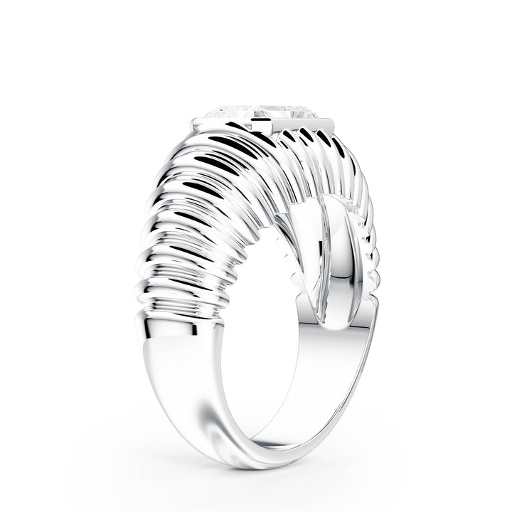 Pleated Radiant Diamond Signet Ring - R1265 in Ring by 18 KARATS INC.
