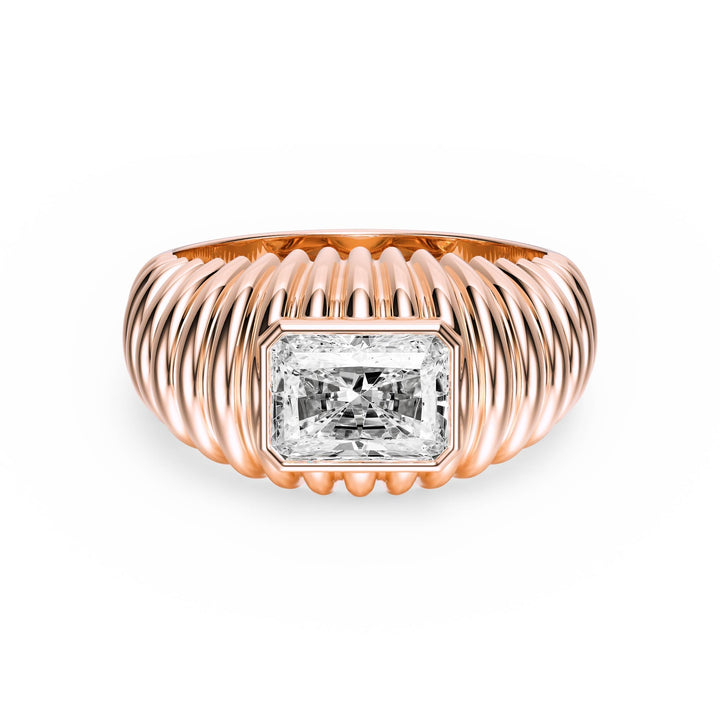 Pleated Radiant Diamond Signet Ring - R1265 in Ring by 18 KARATS INC.