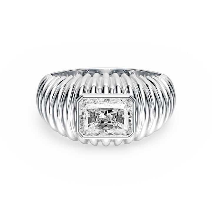 Pleated Radiant Diamond Signet Ring - R1265 in Ring by 18 KARATS INC.