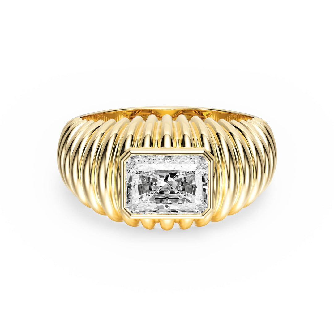 Pleated Radiant Diamond Signet Ring - R1265 in Ring by 18 KARATS INC.