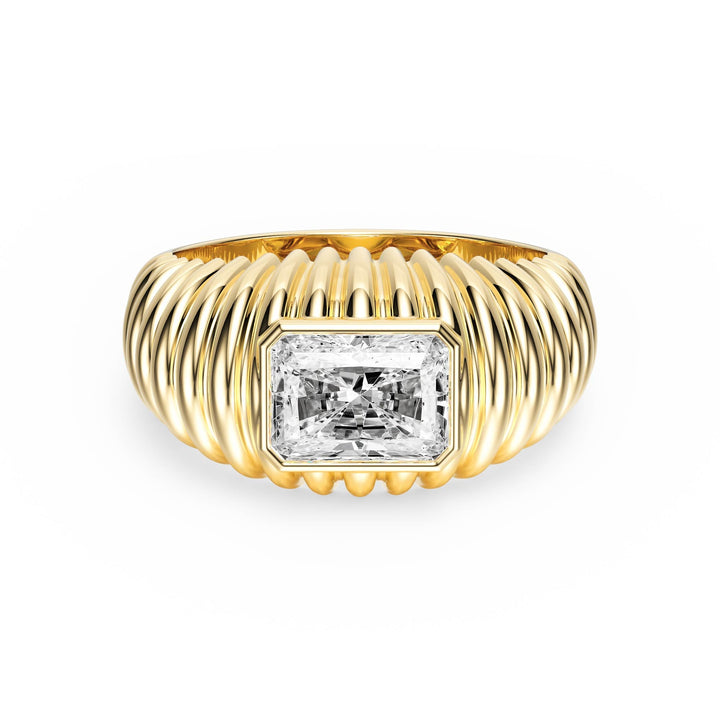 Pleated Radiant Diamond Signet Ring - R1265 in Ring by 18 KARATS INC.
