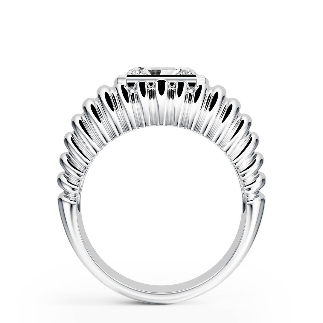 Pleated Radiant Diamond Signet Ring - R1265 in Ring by 18 KARATS INC.