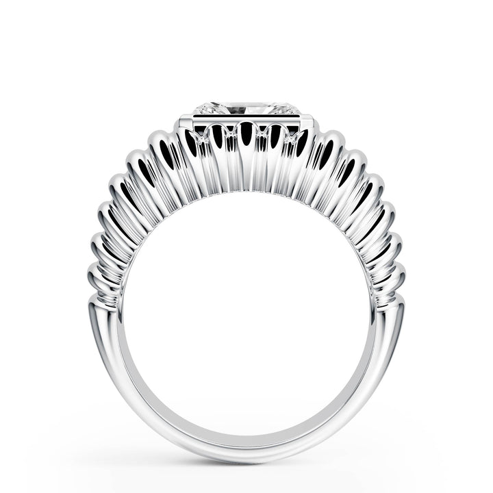 Pleated Radiant Diamond Signet Ring - R1265 in Ring by 18 KARATS INC.