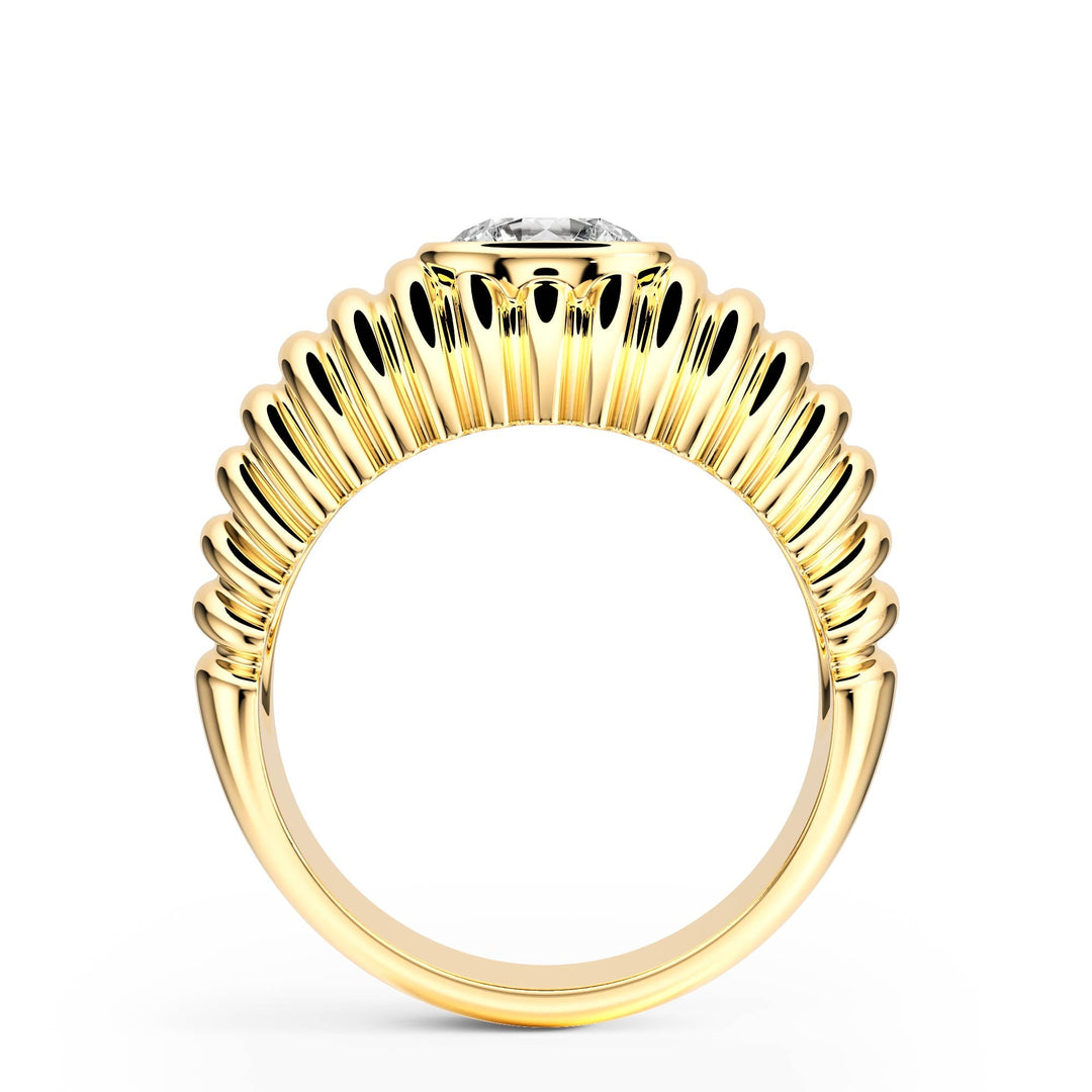 Pleated Round Lab Diamond Signet Ring - R1265 in Ready Rings by 18 KARATS INC.