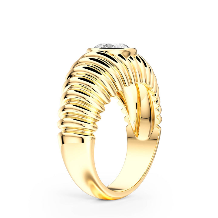 Pleated Round Lab Diamond Signet Ring - R1265 in Ready Rings by 18 KARATS INC.