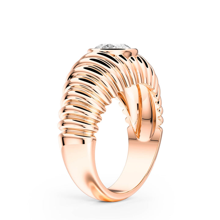 Pleated Round Lab Diamond Signet Ring - R1265 in Ready Rings by 18 KARATS INC.