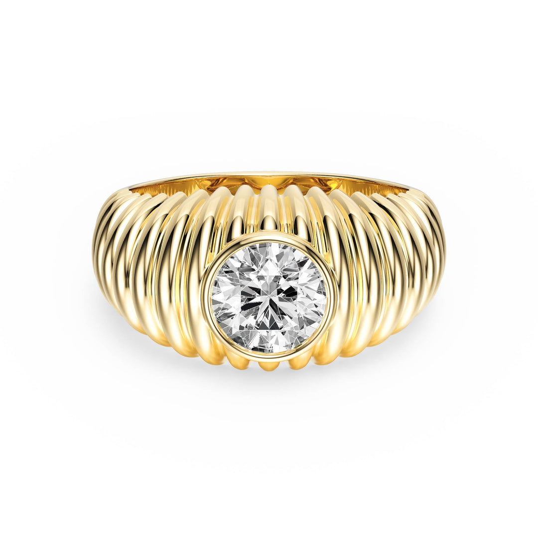 Pleated Round Lab Diamond Signet Ring - R1265 in Ready Rings by 18 KARATS INC.