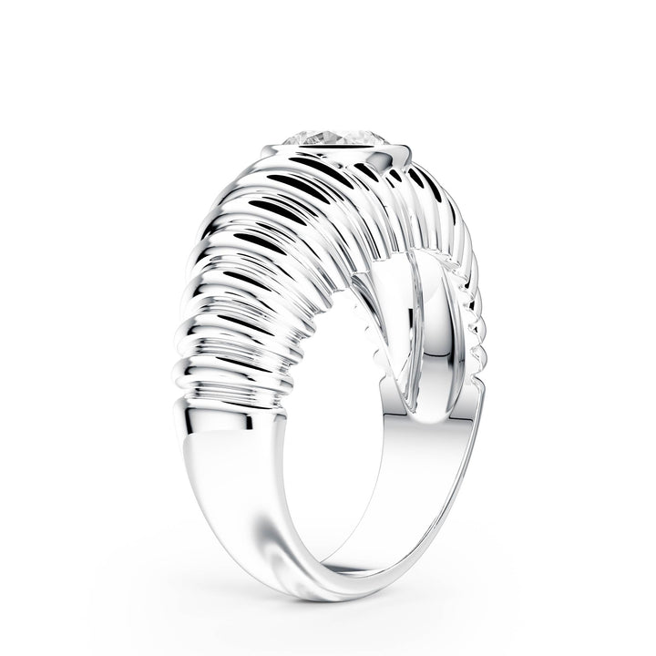 Pleated Round Lab Diamond Signet Ring - R1265 in Ready Rings by 18 KARATS INC.