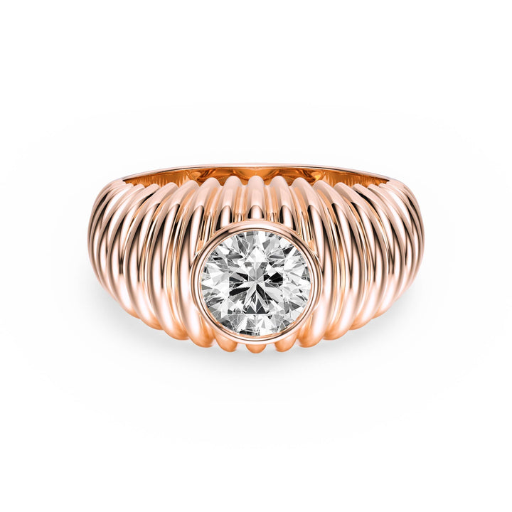 Pleated Round Lab Diamond Signet Ring - R1265 in Ready Rings by 18 KARATS INC.