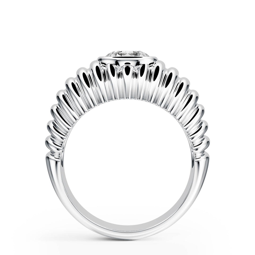 Pleated Round Lab Diamond Signet Ring - R1265 in Ready Rings by 18 KARATS INC.