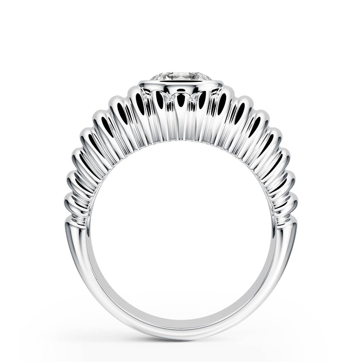 Pleated Round Lab Diamond Signet Ring - R1265 in Ready Rings by 18 KARATS INC.
