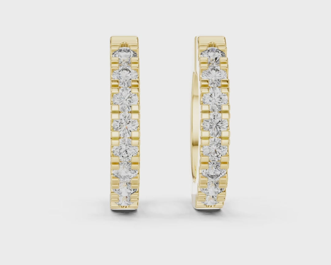 U-Pavé Diamond Hoop Earrings - E1128