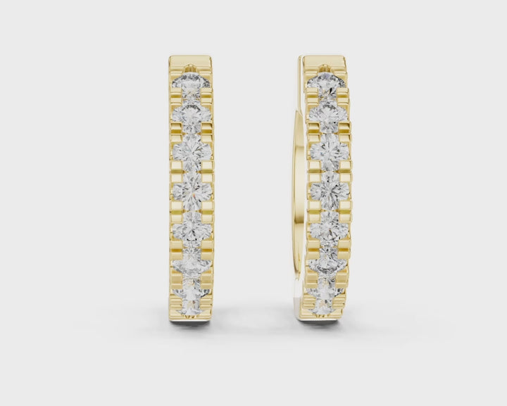 U-Pavé Diamond Hoop Earrings - E1128