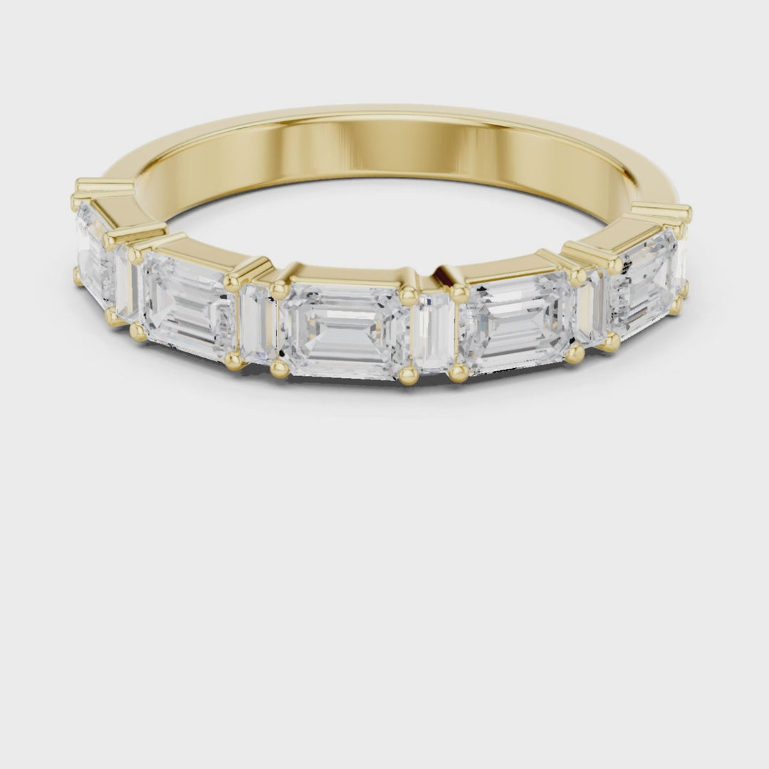 Emerald Cut & Baguette 0.85 ctw Diamond Half Eternity Band - B1155