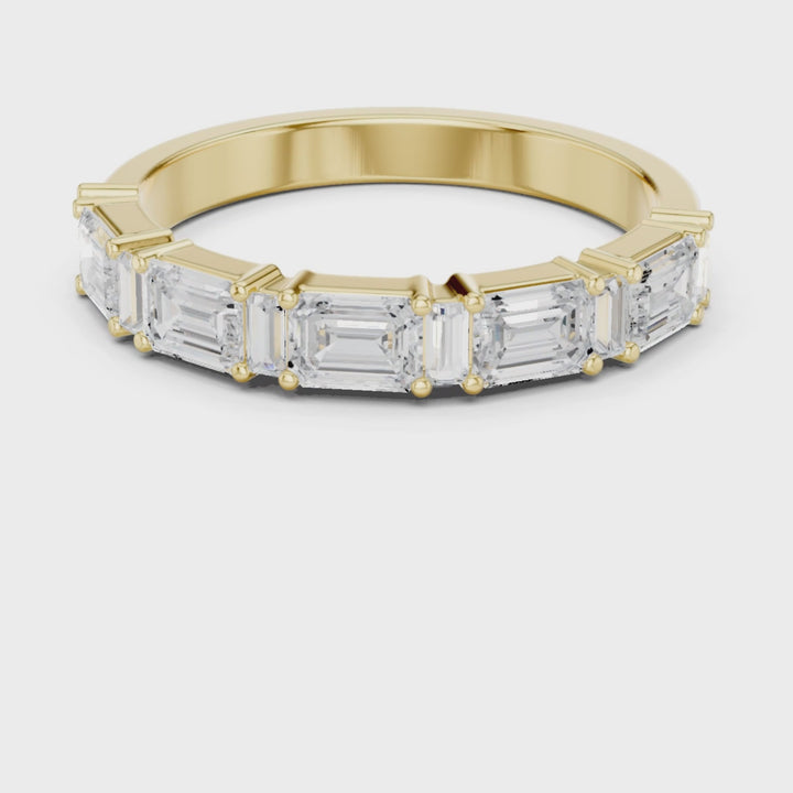 Emerald Cut & Baguette 0.85 ctw Diamond Half Eternity Band - B1155