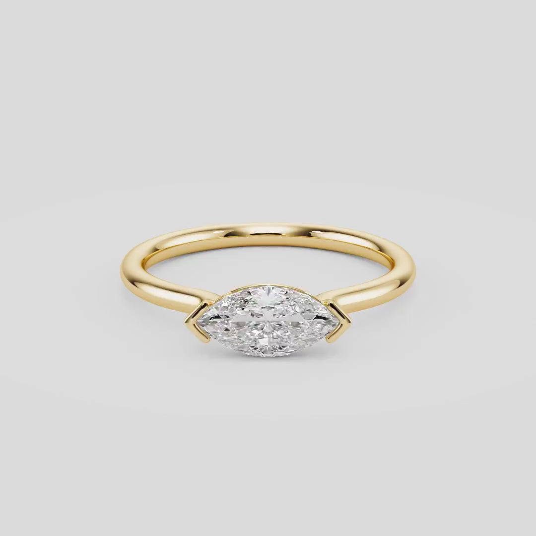 Marquise Mirage East-West Half Bezel Engagement Ring - R1013
