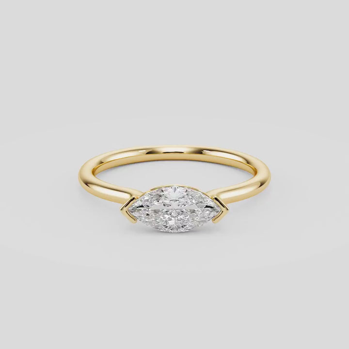 Marquise Mirage East-West Half Bezel Engagement Ring - R1013