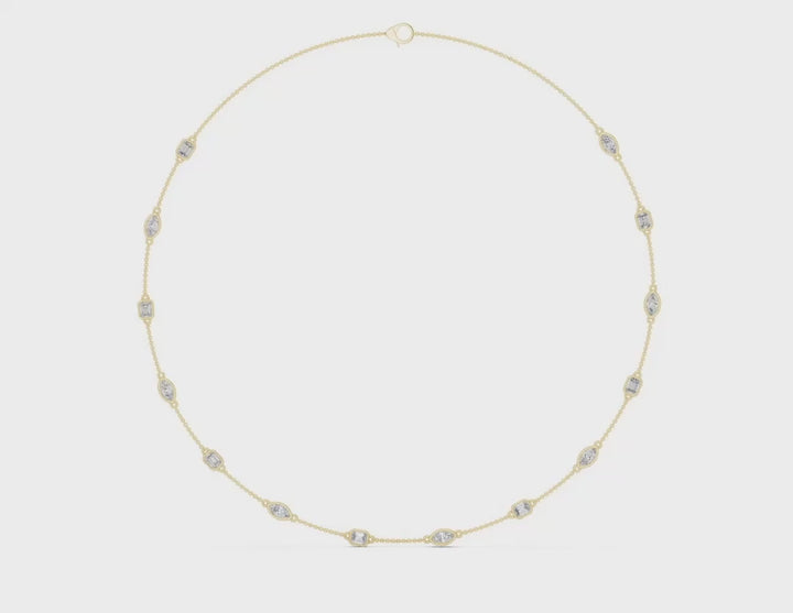Marquise & Emerald 2.8 ctw Diamond Station Necklace - P1121